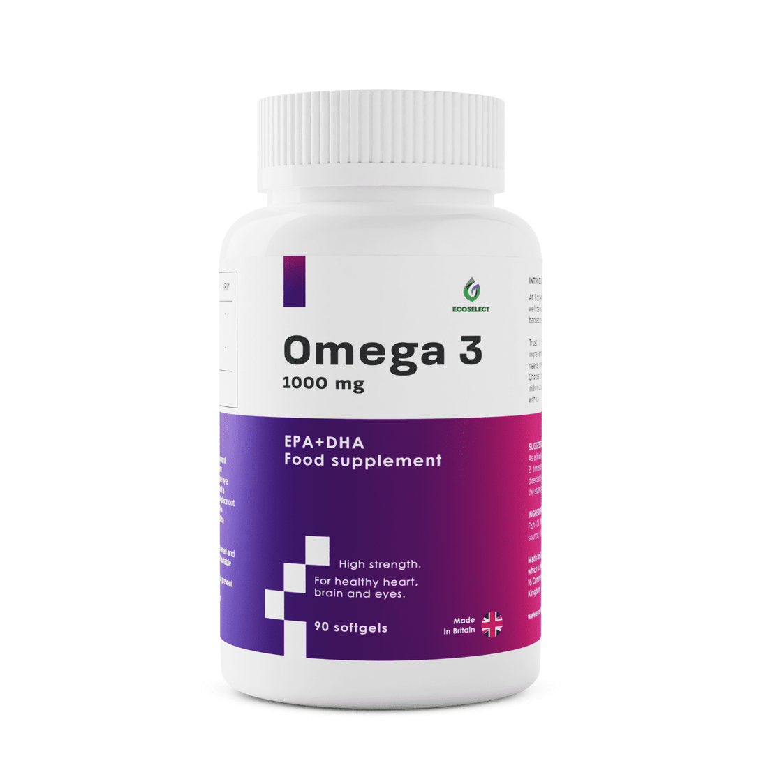 Premium Omega 3 fish oil 1000mg EPA + DHA Softgel Capsules - EcoSelect