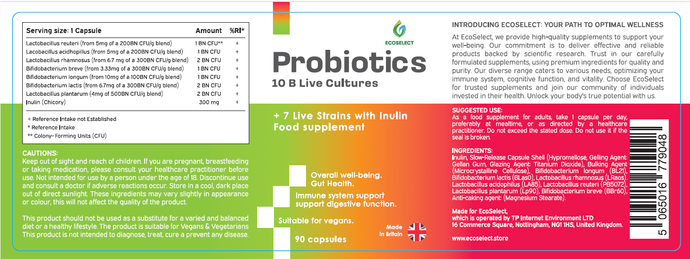 Probiotics 10B Live Cultures With Inulin - EcoSelect